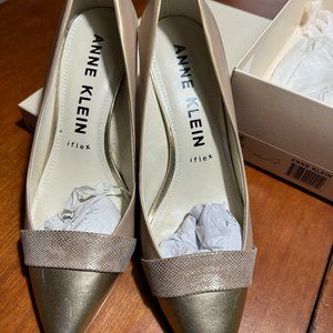 Anne Klein gold heels, gently worn, women's size 9